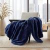 Madison Park Luxuriously Cozy Soft Long Faux Fur Throw Basketweave Blanket Reversible Soft & Snuggly Velvet Throw, Lightweight, Breathable Trendy Room Décor Summer Blanket, 50×60, Ivory(Navy)