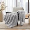 Madison Park Luxuriously Cozy Soft Long Faux Fur Throw Basketweave Blanket Reversible Soft & Snuggly Velvet Throw, Lightweight, Breathable Trendy Room Décor Summer Blanket, 50×60, Ivory(Light Grey)