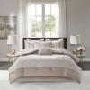 Madison Park Luxury Comforter Set-Traditional Jacquard Design All Season Down Alternative Bedding, Matching Bedskirt, Decorative Pillows, Queen(90″x90″), Ava, Pieced Taupe 7 Piece(Pieced Taupe)