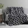 Madison Park Ogee Lightweight Throw Blanket Premium Microlight Design Spread, Oversize, Ultra Soft, Cozy Living Room Couch, Sofa, Bed, 60″x70″ Grey Plush Throw(Black Plush Throw)