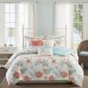Madison Park Pebble Beach Cotton Duvet Set – Coastal, Starfish, Sealife Design, All Season, Breathable Comforter Cover Bedding, Matching Shams, Decorative Pillows, Coral Full/Queen(90″x90″) 6 Piece(Coral)