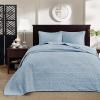 Madison Park Quebec Queen Size Quilt Bedding Set – Ivory , Damask – 3 Piece Bedding Quilt Coverlets – Ultra Soft Microfiber Bed Quilts Quilted Coverlet(Blue)