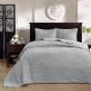 Madison Park Quebec Queen Size Quilt Bedding Set – Ivory , Damask – 3 Piece Bedding Quilt Coverlets – Ultra Soft Microfiber Bed Quilts Quilted Coverlet(Grey)