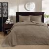 Madison Park Quebec Queen Size Quilt Bedding Set – Ivory , Damask – 3 Piece Bedding Quilt Coverlets – Ultra Soft Microfiber Bed Quilts Quilted Coverlet(Khaki)
