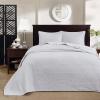 Madison Park Quebec Queen Size Quilt Bedding Set – Ivory , Damask – 3 Piece Bedding Quilt Coverlets – Ultra Soft Microfiber Bed Quilts Quilted Coverlet(White)