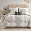 Madison Park Queen Comforter Set, Boho Comforters with Chenille Trims Queen Bedding, All Seasons, Microfiber Bedding Queen Size Comforters, Pillow & Shams, Ibiza, Full/Queen, Black/Ivory 4 Piece(Black/Ivory)