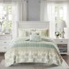 Madison Park Queen Quilt Set Cotton Coverlet Set with Cotton Filling for Queen Size Bed, All Season, Lightweight Queen Cotton Quilt Include Shams, & Décor Pillows, Dawn, Full/Queen Sage Green 6 Piece(Green)