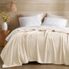 Madison Park Queen Size Blanket, 70% Rayon Bamboo-Based, 30% Cotton, Breathable for Hot Sleepers Menopause, Ultra Soft and Snag-Resistant, Summer Blanket for Bed or Couch, Queen 90″x90″ Sage Green(Ivory)