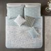 Madison Park Quilt Traditional Damask Design All Season, Lightweight Coverlet Bedspread Bedding Set, Matching Shams, Pillows, Full/Queen(90″x90″), Navy/White 6 Piece(Seafoam)