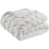 Madison Park Ruched Fur Luxury Throw Premium Soft Cozy Brushed Long Faux Fur For Bed, Couch or Sofa , 50×60″ , Ivory(Silver Grey)
