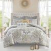 Madison Park Season Set, Matching Bed Skirt, Decorative-Pillows, Queen(90″x90″), Isla, Floral Medallion Blue 8 Piece(Yellow)