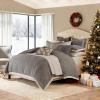 Madison Park Signature Cozy Comforter Set – All Season Bedding Combo Filled Insert and Removable Duvet Cover, Shams, Decorative Pillows, King (110 in x 96 in), Geometric Grey 10 Piece(Geometric Grey)