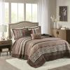 Madison Park Traditional Damask Design All Season, Lightweight Coverlet Bedspread Bedding Set, Matching Shams, Pillows, (102″x118″), Bellagio, Jacquard Grey, 5 Piece(Red/Brown)