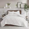 Madison Park Tufted Chenille Cotton Comforter, All Season Bedding Set, Matching Shams, Viola, Damask Off White King/Cal King(104″x92″) 3 Piece(Geometric Ogee White)