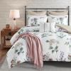 Madison Park Zennia Farmhouse Comforter Set with Throw-Blanket, Floral Print on Seersucker Textures, All Season Bedding, Matching Shams, Toss Pillows, King/Cal King(104″x92″), Blue 7 Piece(Zennia Taupe/Blush)