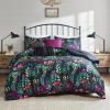 Madison Park Zennia Farmhouse Comforter Set with Throw-Blanket, Floral Print on Seersucker Textures, All Season Bedding, Matching Shams, Toss Pillows, King/Cal King(104″x92″), Blue 7 Piece(Tasha Black)
