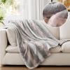 Madison Park Zuri Soft Plush Luxury Oversized Faux Fur Throw Animal Stripes Design, Faux Mink On The Reverse, Modern All Seasons Blanket for Bed, Sofa Couch, Office, Sand, 60×70″(Blush/Grey)