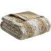 Madison Park Zuri Soft Plush Luxury Oversized Faux Fur Throw Animal Stripes Design, Faux Mink On The Reverse, Modern All Seasons Blanket for Bed, Sofa Couch, Office, Sand, 60×70″(Sand)