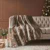 Madison Park Zuri Soft Plush Luxury Oversized Faux Fur Throw Animal Stripes Design, Faux Mink On The Reverse, Modern All Seasons Blanket for Bed, Sofa Couch, Office, Sand, 60×70″(Brown)