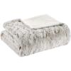 Madison Park Zuri Soft Plush Luxury Oversized Faux Fur Throw Animal Stripes Design, Faux Mink On The Reverse, Modern All Seasons Blanket for Bed, Sofa Couch, Office, Sand, 60×70″(Snow Leopard)