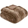 Madison Park Zuri Soft Plush Luxury Oversized Faux Fur Throw Animal Stripes Design, Faux Mink On The Reverse, Modern All Seasons Blanket for Bed, Sofa Couch, Office, Sand, 60×70″(Tan)