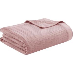 Madison Park 100% Egyptian Cotton Lightweight Summer Blanket, Breathable Waffle Knit Design, Soft Cozy All-Season Throw for Bed, Couch or Sofa, Sage Green Full/Queen Size (90″x90″)(Rose)