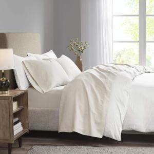 Madison Park 3M Microcell Bed Sheet Set Color Fast, Wrinkle and Stain Resistant, Soft Sheets with 16″ Deep Pocket All Season, Cozy Bedding-Set, Matching Pillow Case, Cal King, Grey, 4 Piece(Ivory)