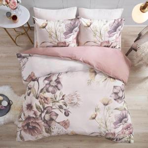 Madison Park Cotton Blend Duvet Set Beautiful Floral Design, All Season, Breathable Comforter Cover Bedding Set, Matching Shams, Full/Queen(90″x90″), Blush 3 Piece(Cassandra Blush)
