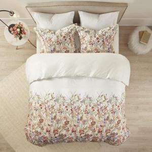 Madison Park Cotton Blend Duvet Set Beautiful Floral Design, All Season, Breathable Comforter Cover Bedding Set, Matching Shams, Full/Queen(90″x90″), Blush 3 Piece(Mariana Multicolor)