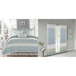 Madison Park Dawn Cotton Comforter Set Amherst Curtain(Dawn Shabby Chic  Blue)