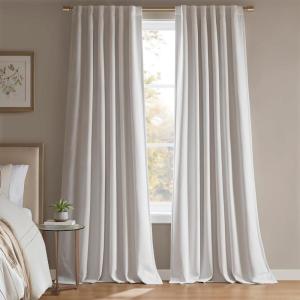 Madison Park Karien 100% Blackout Curtains 52×84 – White, 2-Layer Noise Blocking & Energy Smart Thermal Window Panel Pair with Rod Pocket/Back Tab(White)