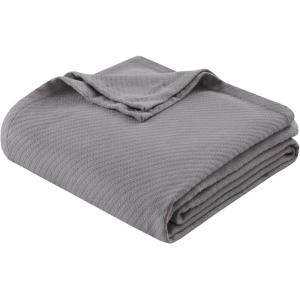 Madison Park Liquid Cotton Luxury Blanket Premium Soft Cozy 100% Ring Spun Cotton For Bed , Couch or Sofa, King, Sea Foam(Gray)