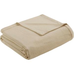 Madison Park Liquid Cotton Luxury Blanket Premium Soft Cozy 100% Ring Spun Cotton For Bed , Couch or Sofa, King, Sea Foam(Linen)