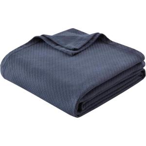 Madison Park Liquid Cotton Luxury Blanket Premium Soft Cozy 100% Ring Spun Cotton For Bed , Couch or Sofa, King, Sea Foam(Navy)