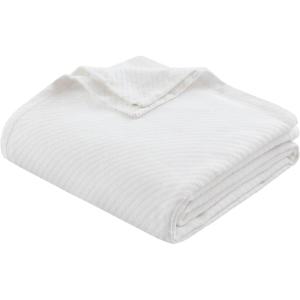 Madison Park Liquid Cotton Luxury Blanket Premium Soft Cozy 100% Ring Spun Cotton For Bed , Couch or Sofa, King, Sea Foam(White)