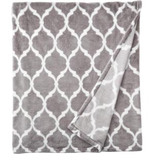 Madison Park Ogee Lightweight Throw Blanket Premium Microlight Design Spread, Oversize, Ultra Soft, Cozy Living Room Couch, Sofa, Bed, 60″x70″ Grey Plush Throw(Grey Plush Throw)