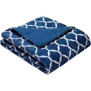 Madison Park Ogee Lightweight Throw Blanket Premium Microlight Design Spread, Oversize, Ultra Soft, Cozy Living Room Couch, Sofa, Bed, 60″x70″ Grey Plush Throw(Indigo Filled Throw)