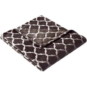 Madison Park Ogee Lightweight Throw Blanket Premium Microlight Design Spread, Oversize, Ultra Soft, Cozy Living Room Couch, Sofa, Bed, 60″x70″ Grey Plush Throw(Brown Plush Throw)