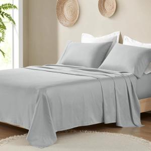 Madison Park Organic Cotton Sheet Soft & Breathable 300TC Cotton Sheets, Elastic Deep Pocket Sheet Set Fits Up to 18″ Mattress, All Seasons, Lightweight, 100% Cotton Bed Sheets, Queen Taupe 4 Piece(Grey)