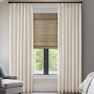 Madison Park Pinch Pleated Window Curtains, Soft Light Filtering Window Panel for Living Room Bedroom, Poly-Linen Blend Pinch Pleat Drapes with Hooks, 2 Pieces– 40”W x 90”L Emery Grey(Ivory)
