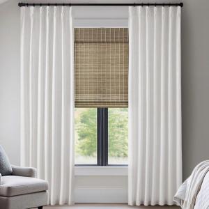 Madison Park Pinch Pleated Window Curtains, Soft Light Filtering Window Panel for Living Room Bedroom, Poly-Linen Blend Pinch Pleat Drapes with Hooks, 2 Pieces– 40”W x 90”L Emery Grey(White)