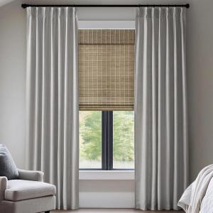 Madison Park Pinch Pleated Window Curtains, Soft Light Filtering Window Panel for Living Room Bedroom, Poly-Linen Blend Pinch Pleat Drapes with Hooks, 2 Pieces– 40”W x 90”L Emery Grey(Grey)