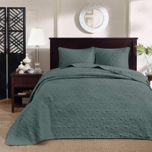 Madison Park Quebec Queen Size Quilt Bedding Set – Ivory , Damask – 3 Piece Bedding Quilt Coverlets – Ultra Soft Microfiber Bed Quilts Quilted Coverlet(Balsam Green)