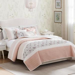 Madison Park Queen Quilt Set Cotton Coverlet Set with Cotton Filling for Queen Size Bed, All Season, Lightweight Queen Cotton Quilt Include Shams, & Décor Pillows, Dawn, Full/Queen Sage Green 6 Piece(Blush)