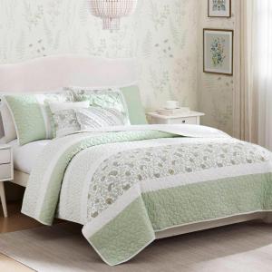 Madison Park Queen Quilt Set Cotton Coverlet Set with Cotton Filling for Queen Size Bed, All Season, Lightweight Queen Cotton Quilt Include Shams, & Décor Pillows, Dawn, Full/Queen Sage Green 6 Piece(Sage Green)
