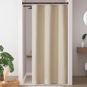 Madison Park Shower Curtain Waffle Weave, Vibrant Dyed, Waffle Shower Curtain 3M Scotchgard Moisture Management, Farmhouse Long Shower Curtains for Bathroom, Long: 72×78 White(Solid Beige)