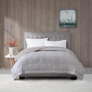 Madison Park Twin Blanket Quilted Microfiber, Satin Binding, 3M Scotchgard Moisture Wicking Treatment, Soft and Lightweight Summer Blanket for Couch, Windom, Twin, Orange(Diamond Dark Grey)