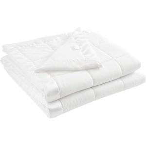Madison Park Twin Blanket Quilted Microfiber, Satin Binding, 3M Scotchgard Moisture Wicking Treatment, Soft and Lightweight Summer Blanket for Couch, Windom, Twin, Orange(Satin Trim  White)