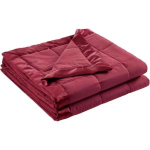 Madison Park Twin Blanket Quilted Microfiber, Satin Binding, 3M Scotchgard Moisture Wicking Treatment, Soft and Lightweight Summer Blanket for Couch, Windom, Twin, Orange(Satin Trim  Burgundy)