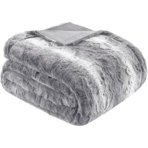 Madison Park Zuri Soft Plush Luxury Oversized Faux Fur Throw Animal Stripes Design, Faux Mink On The Reverse, Modern All Seasons Blanket for Bed, Sofa Couch, Office, Sand, 60×70″(Grey)